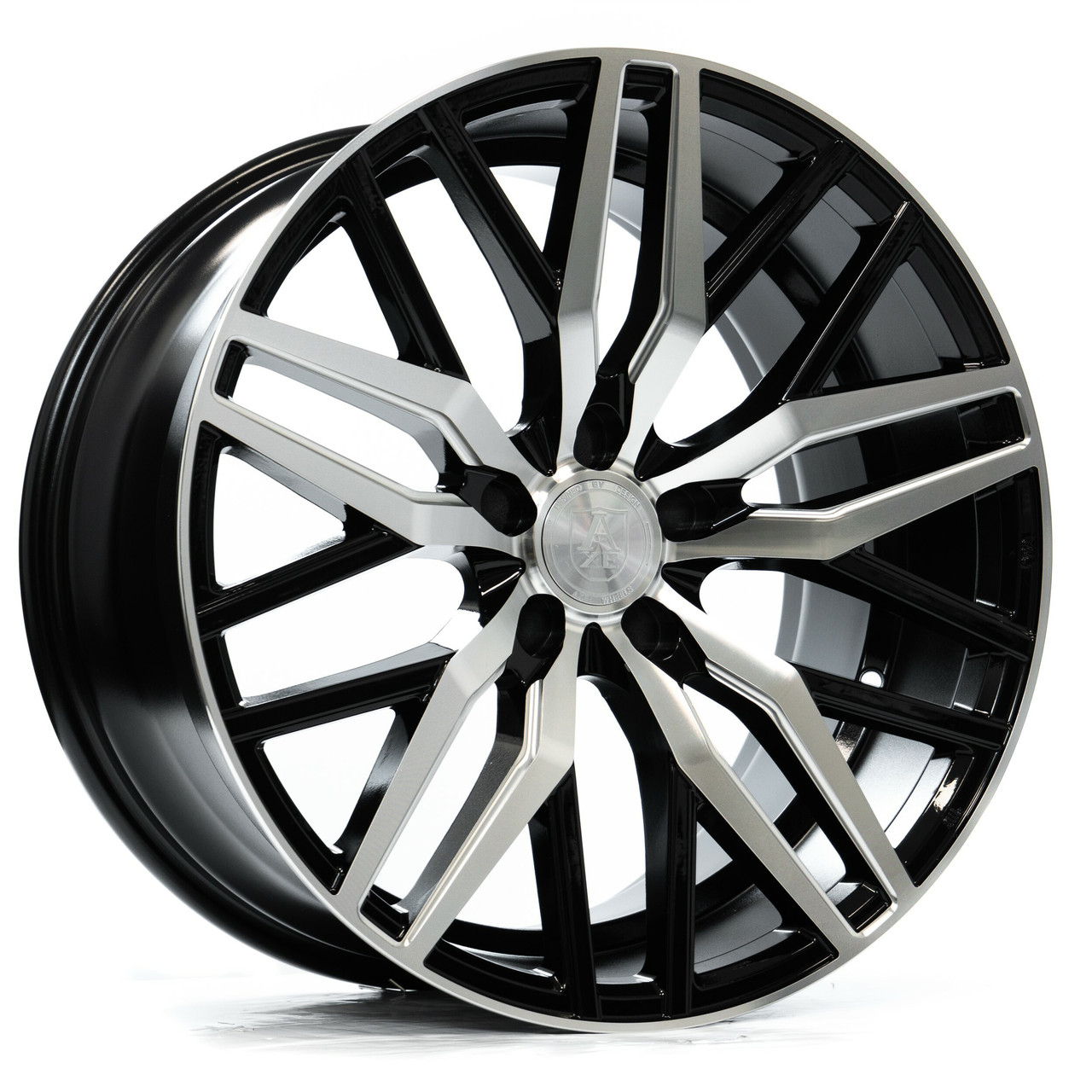 Set 4 22" Axe Wheels EX30 Black & Polished Face 22x10.5 Wheels 5x130 25mm Rims